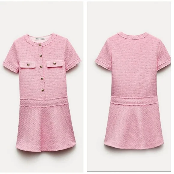ZARA TEXTURED DRESS PINK TWEED - Picture 15 of 15